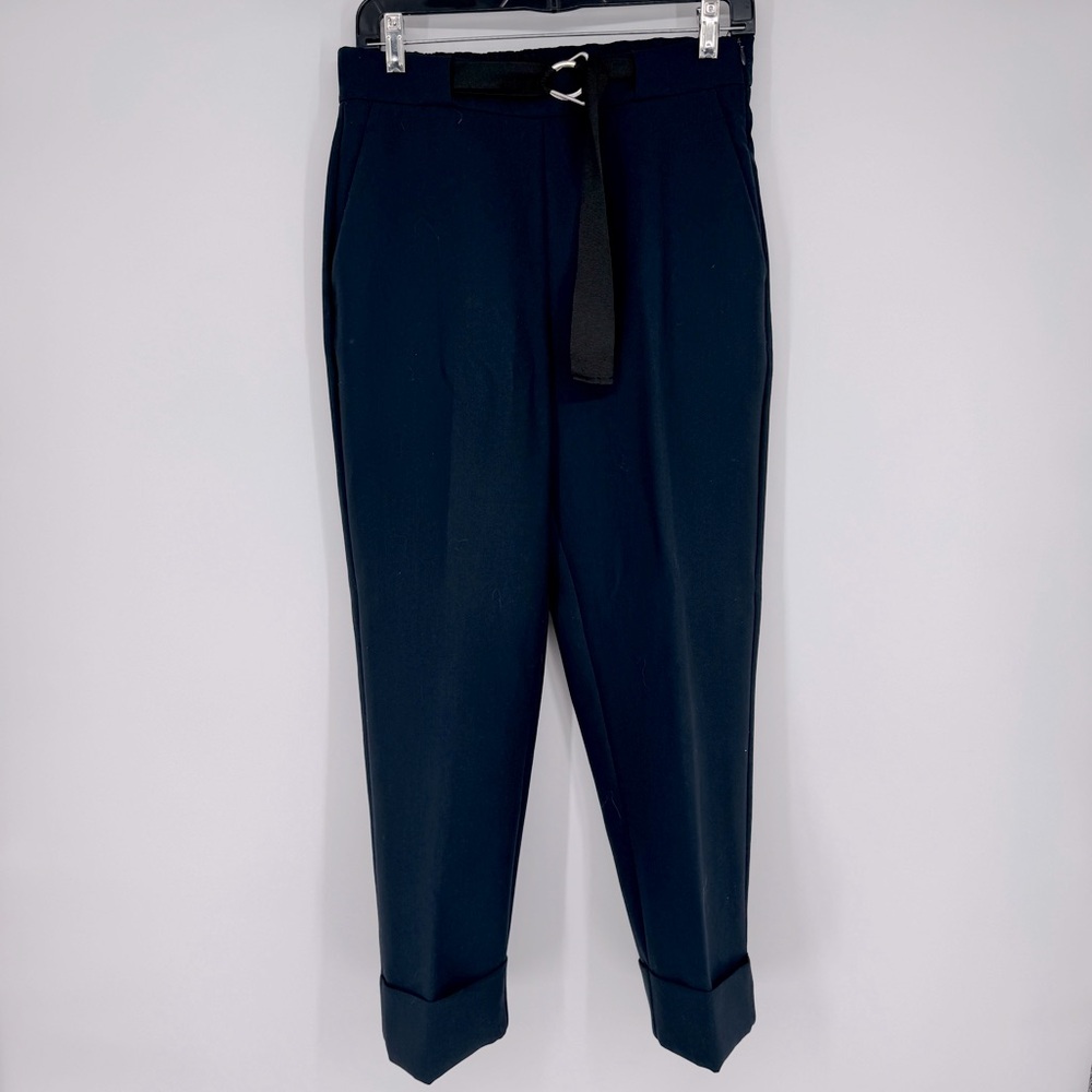 Zara navy blue belted dress pants